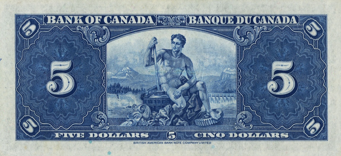 Back of Canada p60a: 5 Dollars from 1937