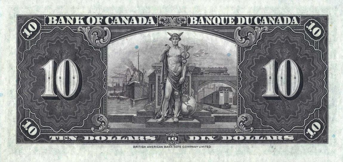 Back of Canada p61a: 10 Dollars from 1937