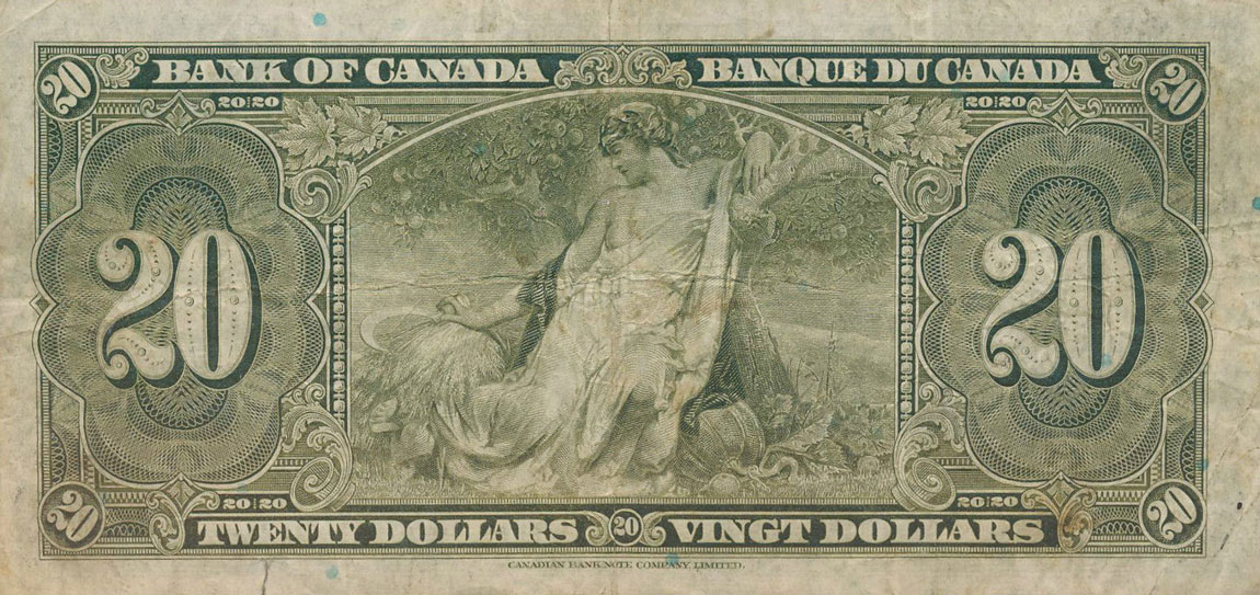 Back of Canada p62a: 20 Dollars from 1937