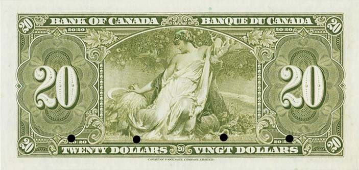 Back of Canada p62s: 20 Dollars from 1937