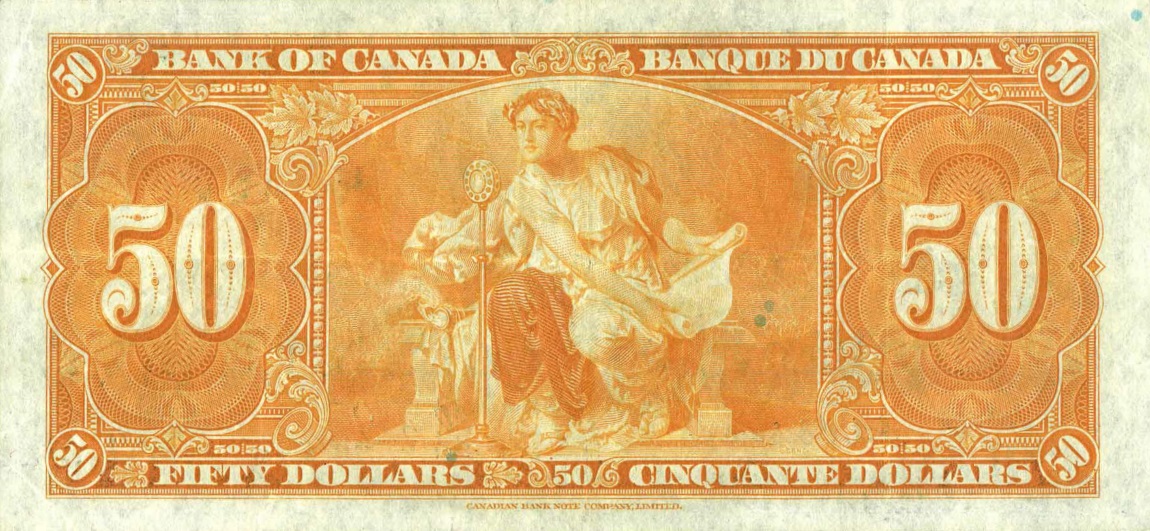 Back of Canada p63a: 50 Dollars from 1937