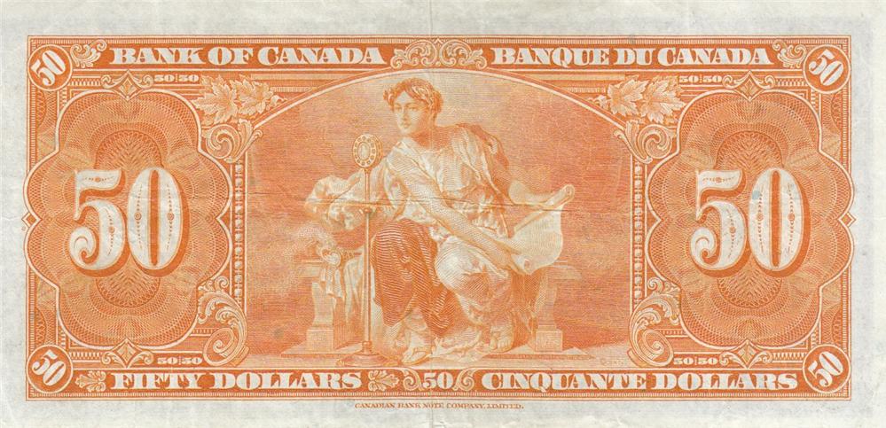 Back of Canada p63b: 50 Dollars from 1937