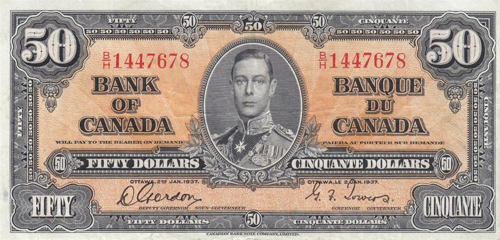 Front of Canada p63b: 50 Dollars from 1937