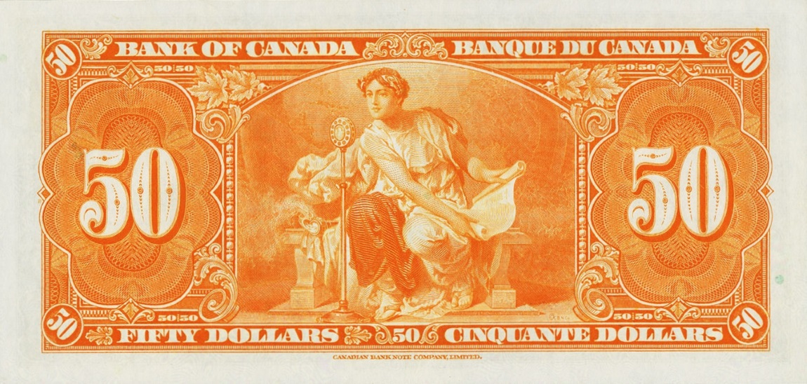 Back of Canada p63c: 50 Dollars from 1937