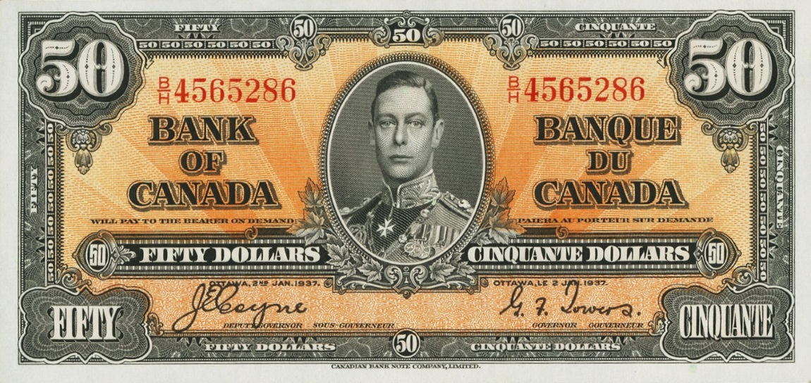 Front of Canada p63c: 50 Dollars from 1937