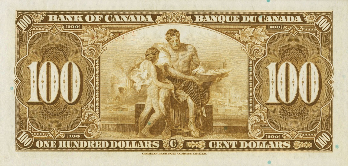 Back of Canada p64a: 100 Dollars from 1937