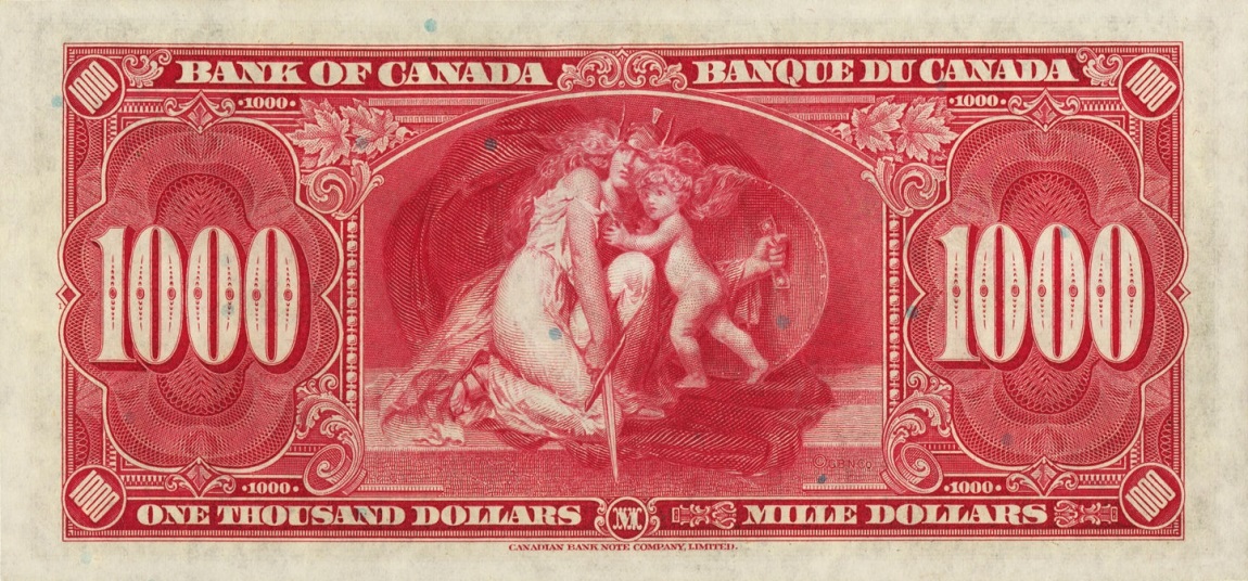 Back of Canada p65a: 1000 Dollars from 1937