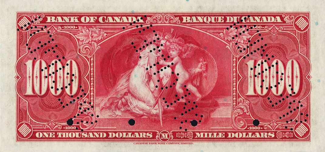 Back of Canada p65s: 1000 Dollars from 1937