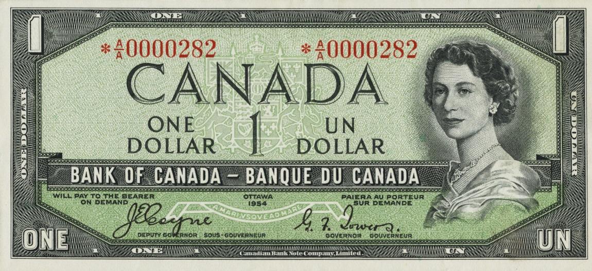 Front of Canada p66a: 1 Dollar from 1954