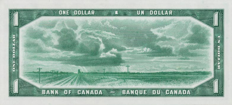 Back of Canada p66b: 1 Dollar from 1954