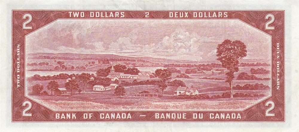 Back of Canada p67b: 2 Dollars from 1954