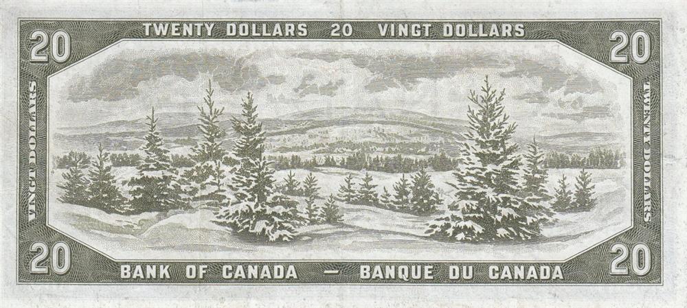 Back of Canada p70a: 20 Dollars from 1954