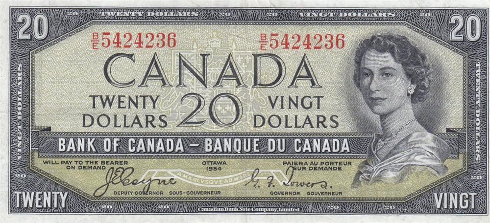 Front of Canada p70a: 20 Dollars from 1954