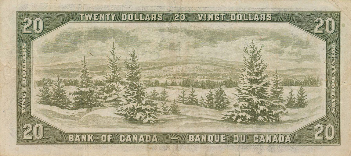 Back of Canada p70b: 20 Dollars from 1954