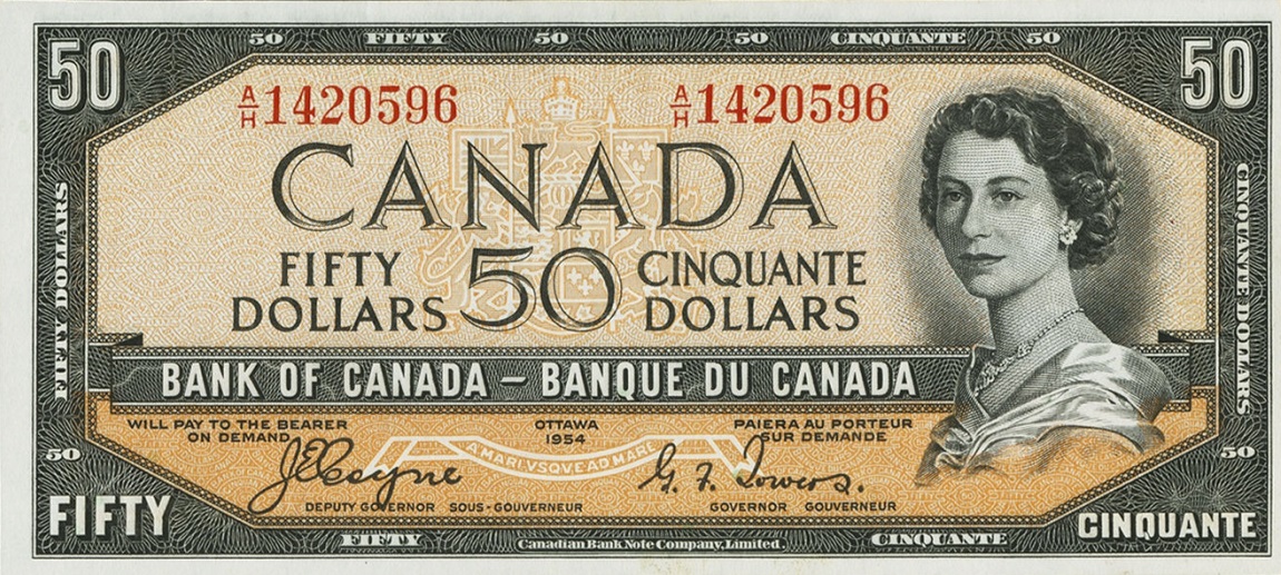 Front of Canada p71a: 50 Dollars from 1954