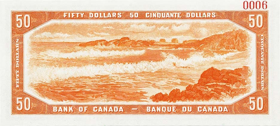 Back of Canada p71s: 50 Dollars from 1954