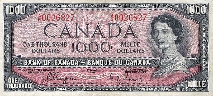 Front of Canada p73: 1000 Dollars from 1954