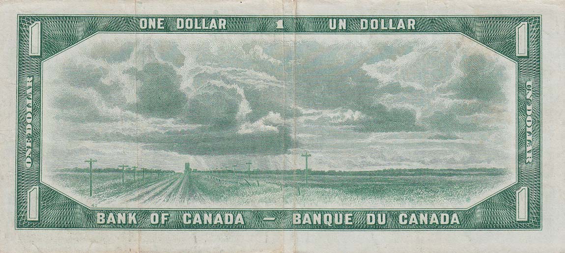 Back of Canada p74a: 1 Dollar from 1954