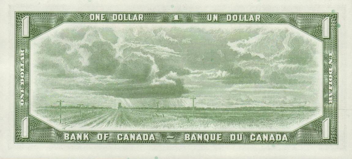 Back of Canada p75b: 1 Dollar from 1954