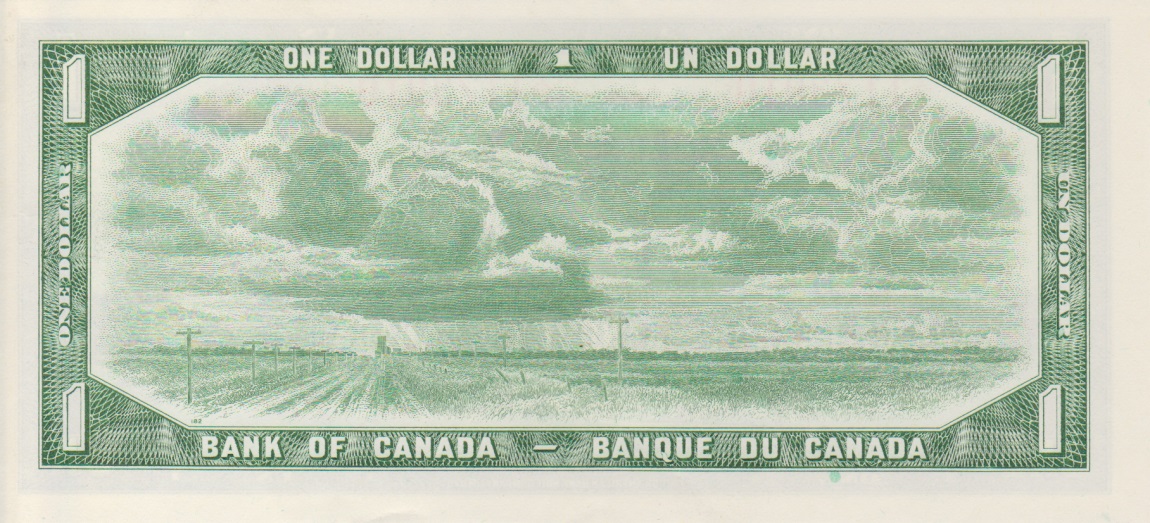 Back of Canada p75c: 1 Dollar from 1954