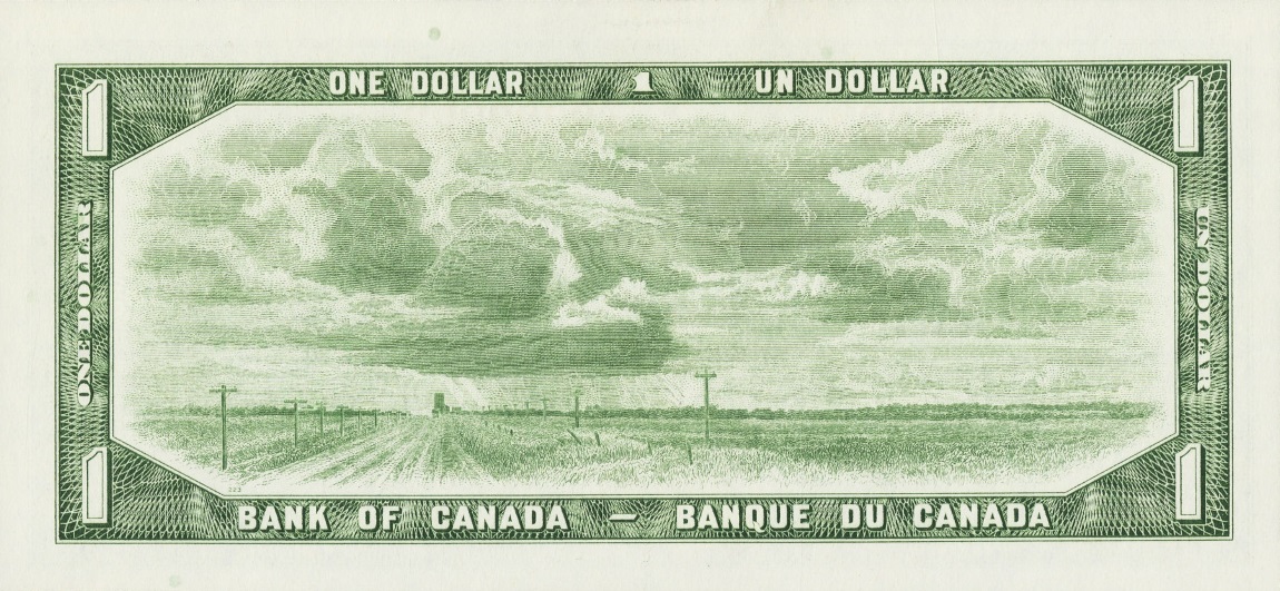 Back of Canada p75d: 1 Dollar from 1954