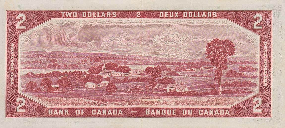 Back of Canada p76a: 2 Dollars from 1954