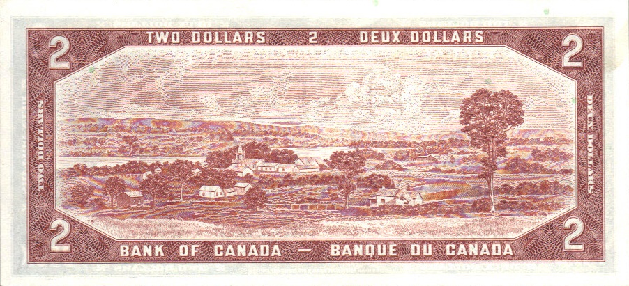 Back of Canada p76b: 2 Dollars from 1954