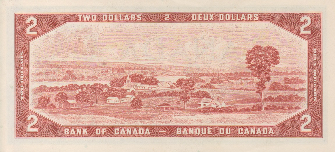 Back of Canada p76d: 2 Dollars from 1954