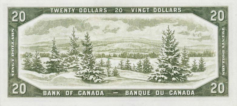 Back of Canada p80a: 20 Dollars from 1954