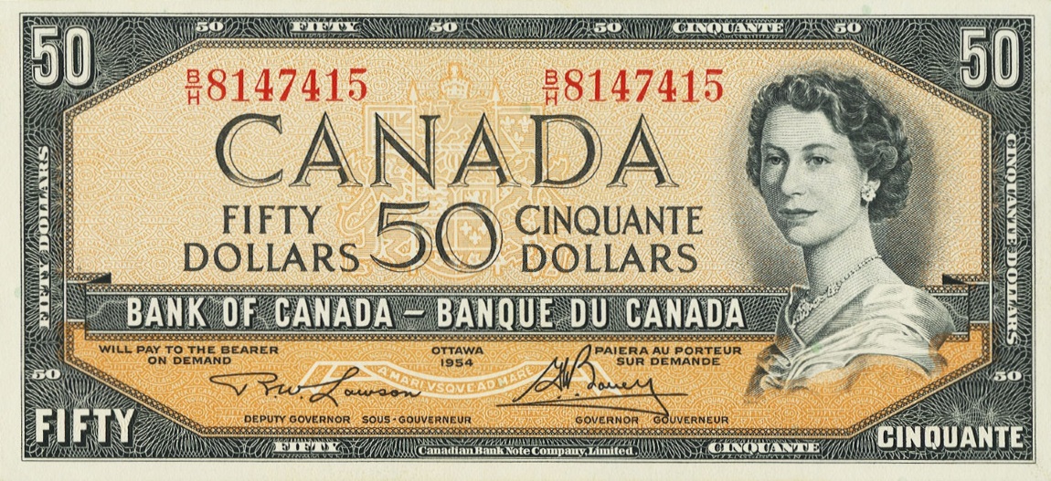 Front of Canada p81c: 50 Dollars from 1954