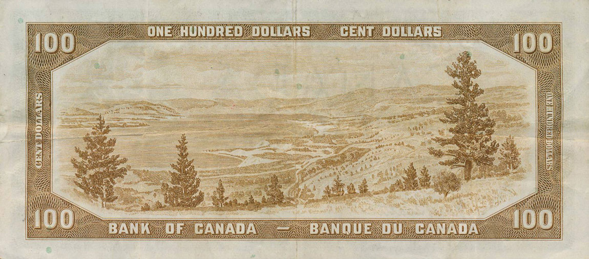 Back of Canada p82a: 100 Dollars from 1954