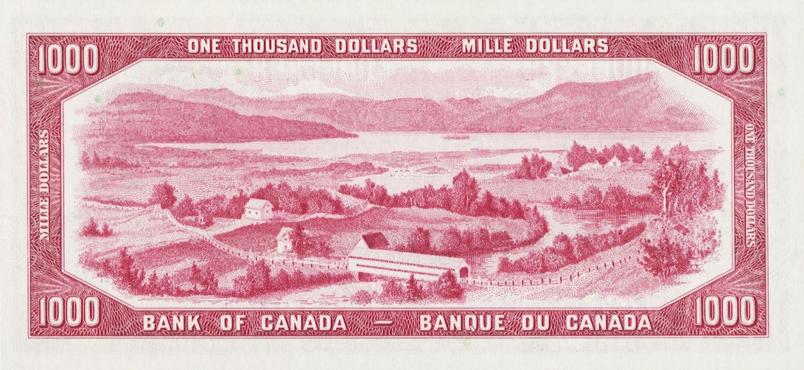 Back of Canada p83a: 1000 Dollars from 1954