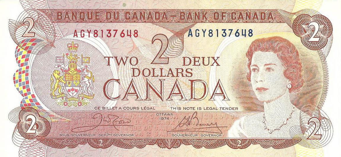Front of Canada p86b: 2 Dollars from 1974