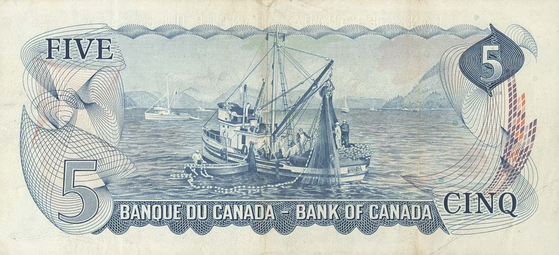 Back of Canada p87b: 5 Dollars from 1972