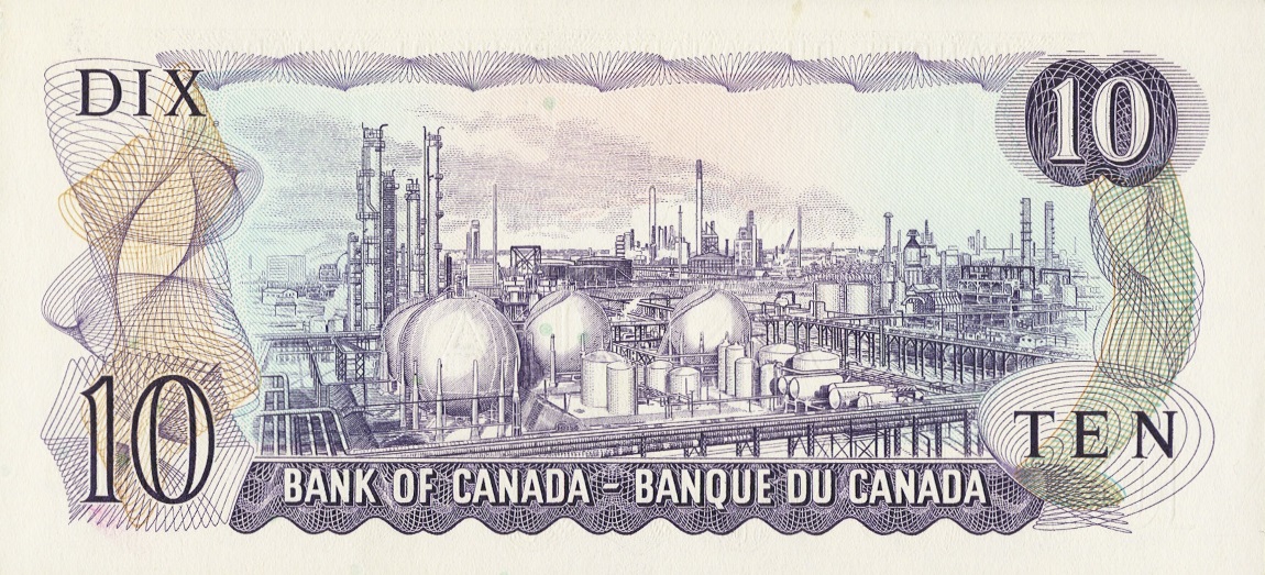 Back of Canada p88b: 10 Dollars from 1971