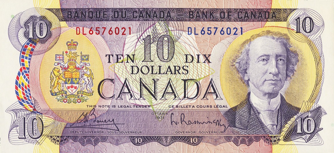 Front of Canada p88b: 10 Dollars from 1971