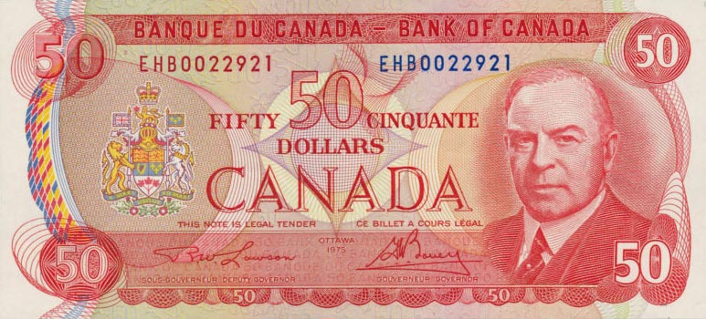 Front of Canada p90a: 50 Dollars from 1975