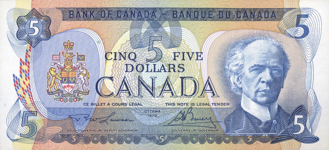 Front of Canada p92a: 5 Dollars from 1979