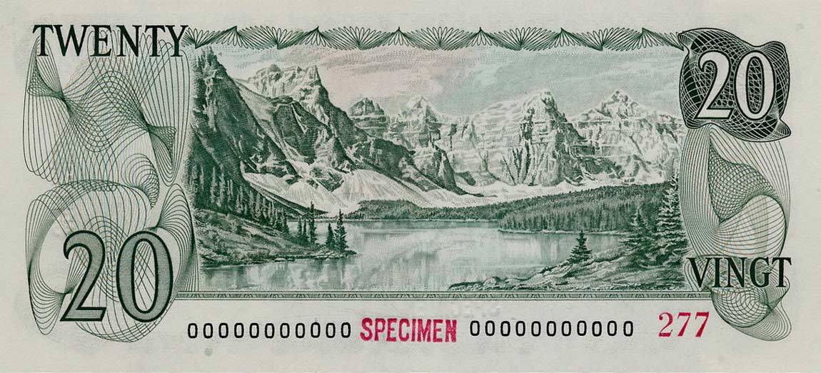 Back of Canada p93s: 20 Dollars from 1979