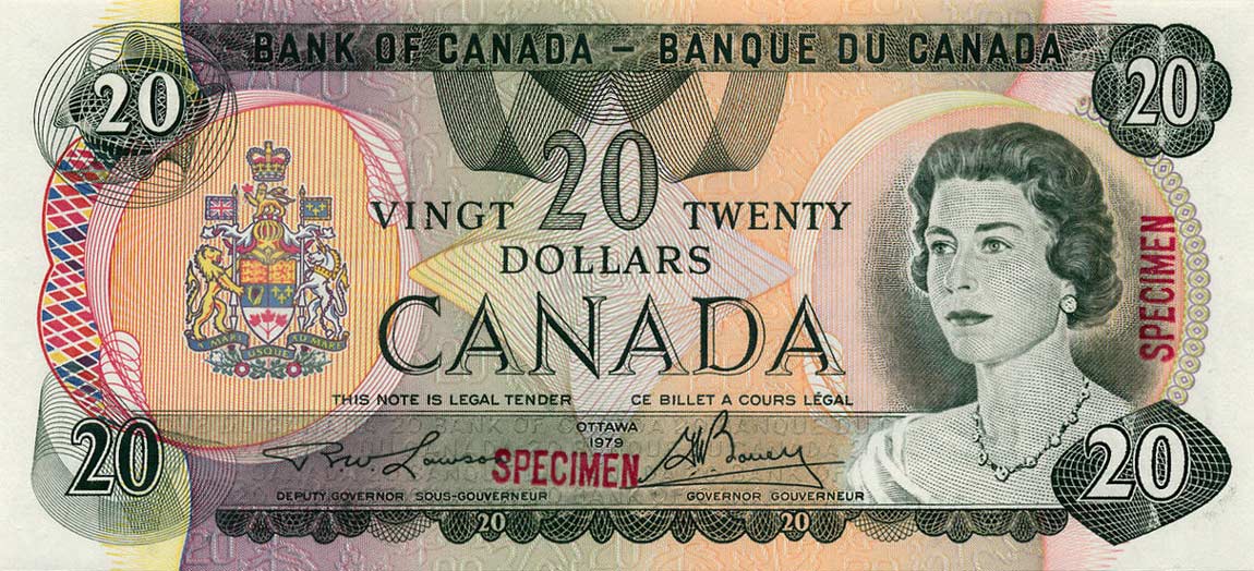 Front of Canada p93s: 20 Dollars from 1979