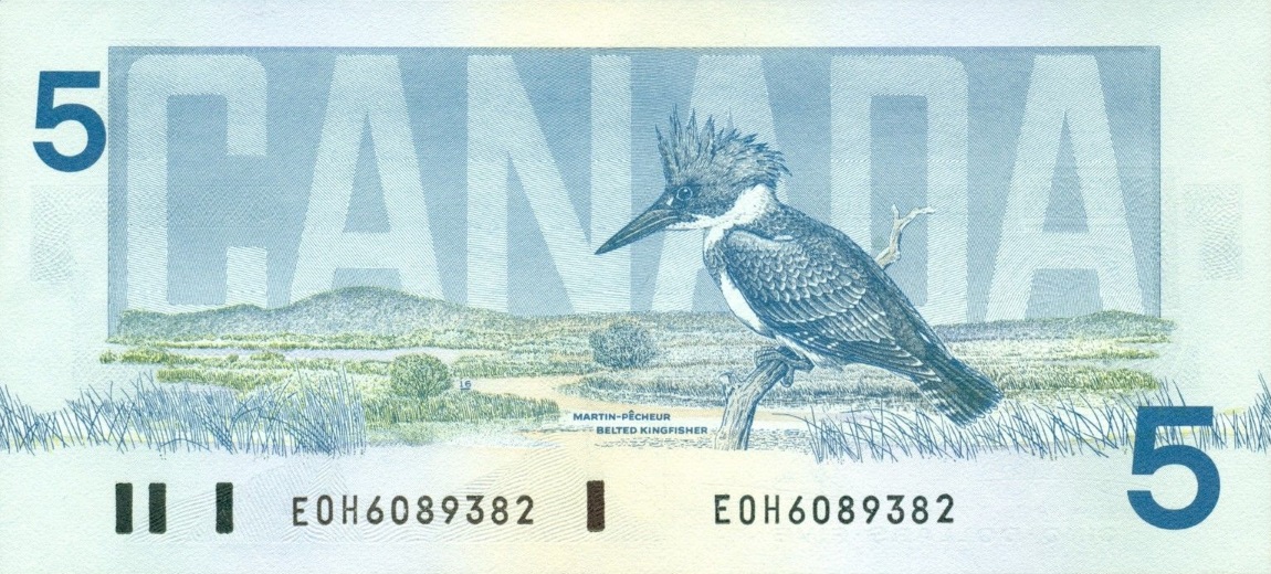 Back of Canada p95a2: 5 Dollars from 1986