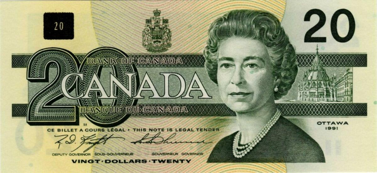 Front of Canada p97c: 20 Dollars from 1991