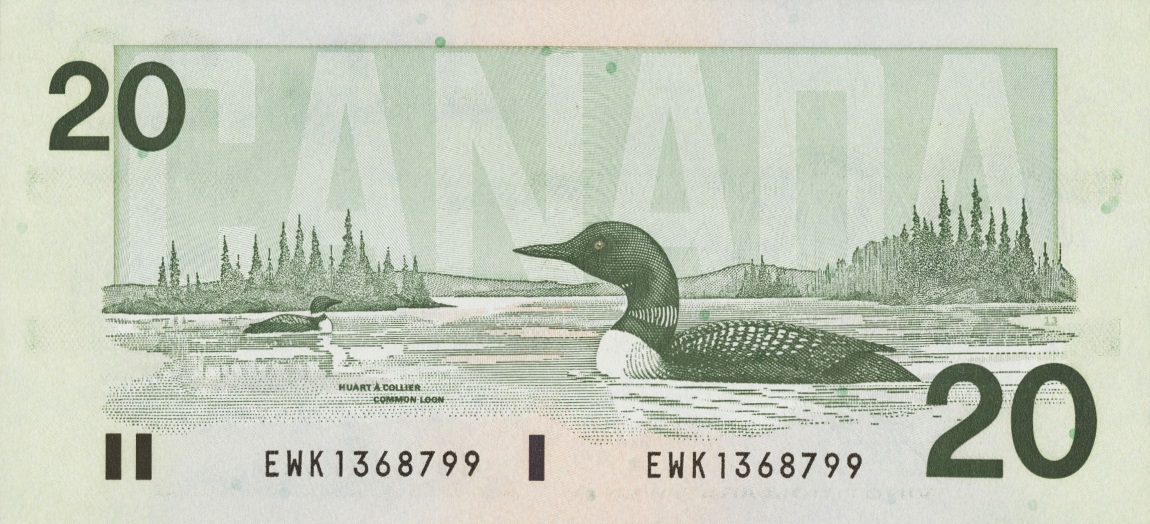 Back of Canada p97d: 20 Dollars from 1991