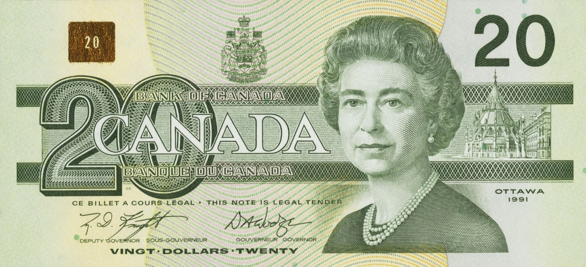 Front of Canada p97d: 20 Dollars from 1991