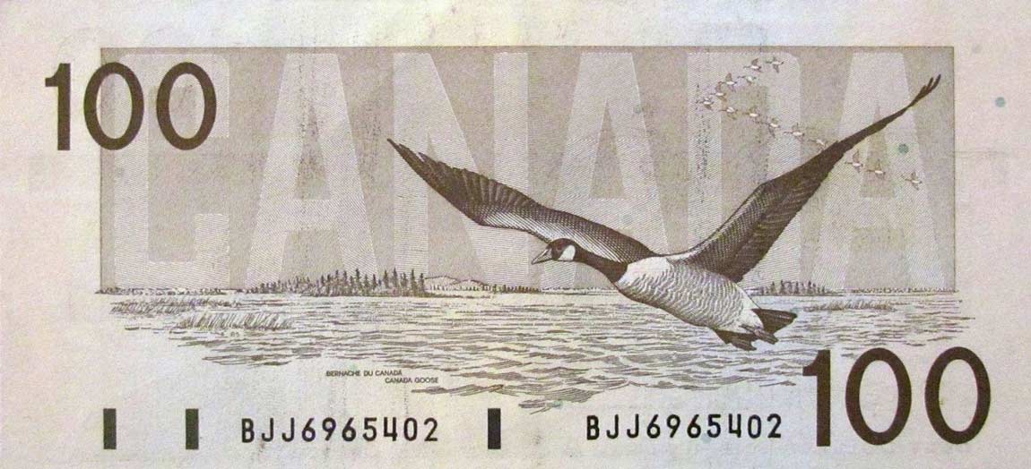 Back of Canada p99c: 100 Dollars from 1988