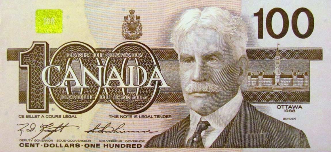 Front of Canada p99c: 100 Dollars from 1988