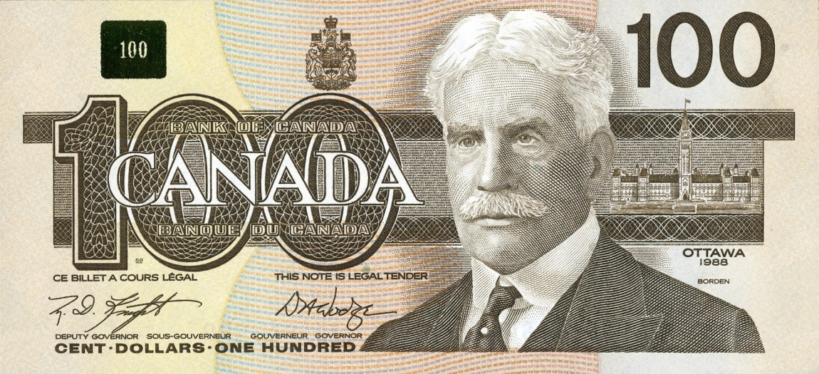 Front of Canada p99d: 100 Dollars from 1988