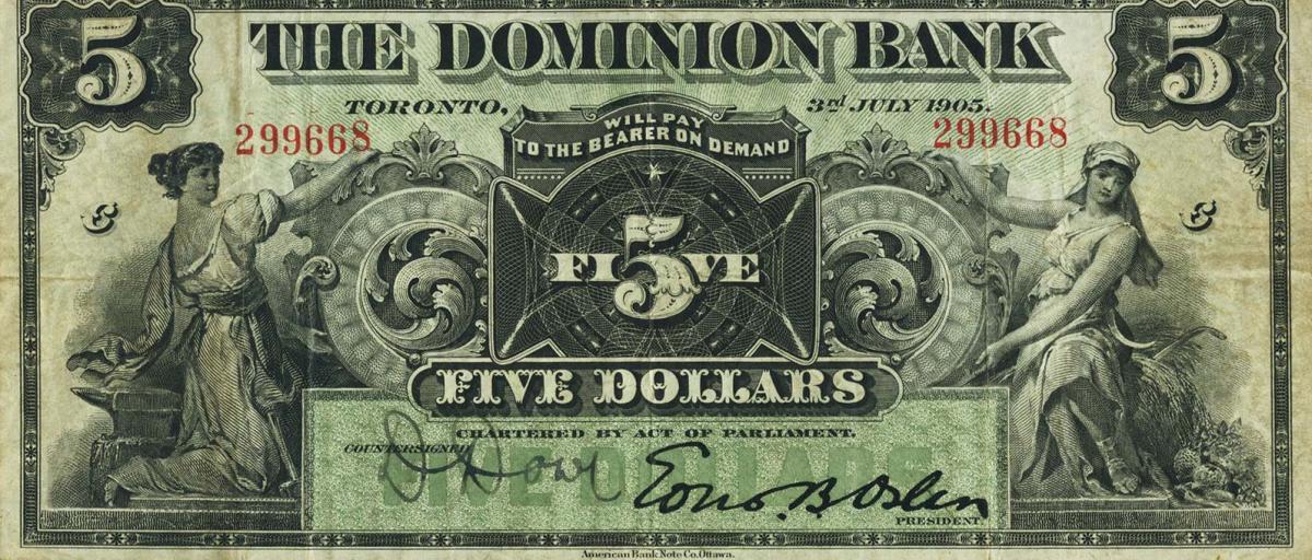 Front of Canada pS1023c: 5 Dollars from 1896