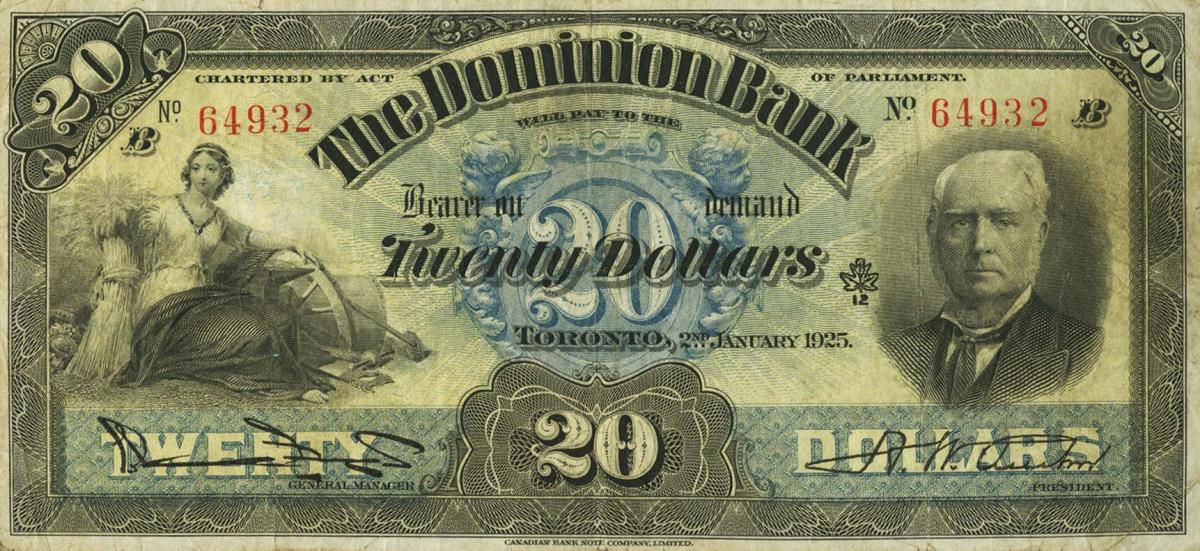Front of Canada pS1025c: 20 Dollars from 1897