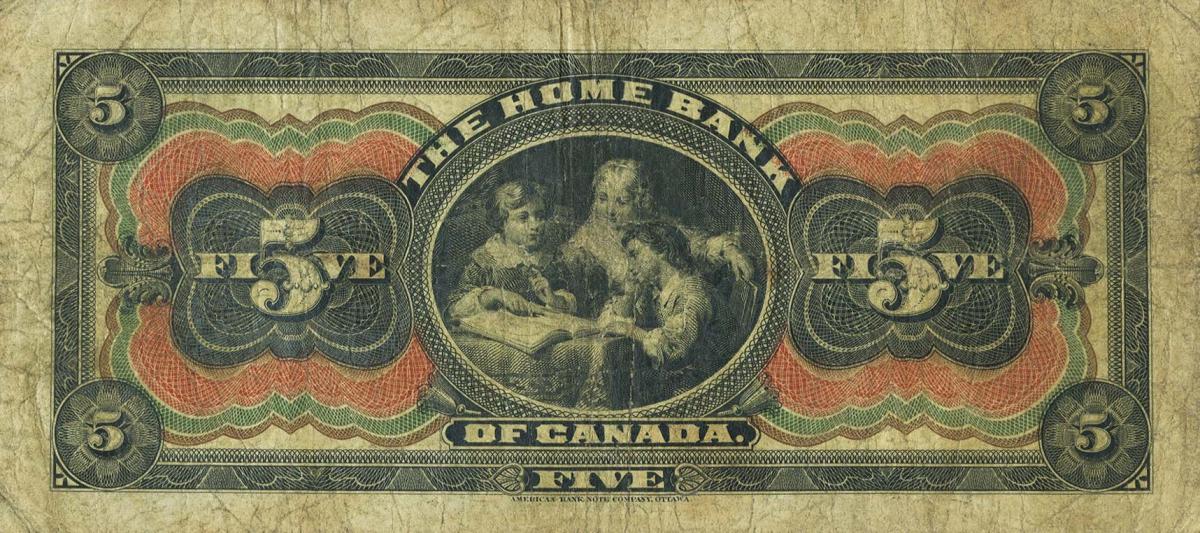 Back of Canada pS1087b: 5 Dollars from 1904